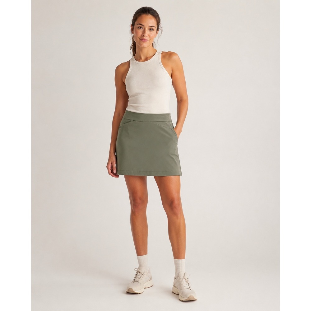 Lole Travel Skirt Womens 8 Olive Green Technical Active Nylon Stretch Pockets